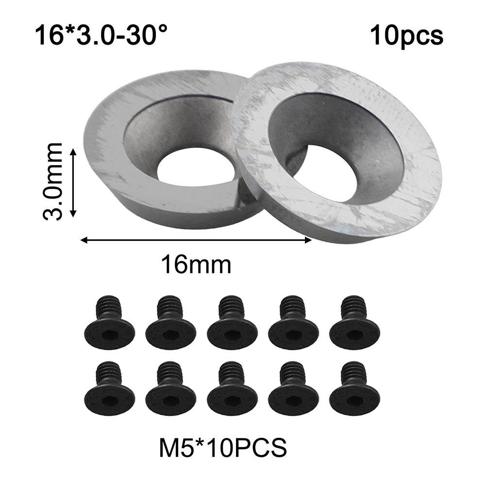 10 Pcs 16mm Round Carbide Insert Tools With Indexable Replacement Screws For Turning At A 30° Cutting Angle And 94.5HRA.