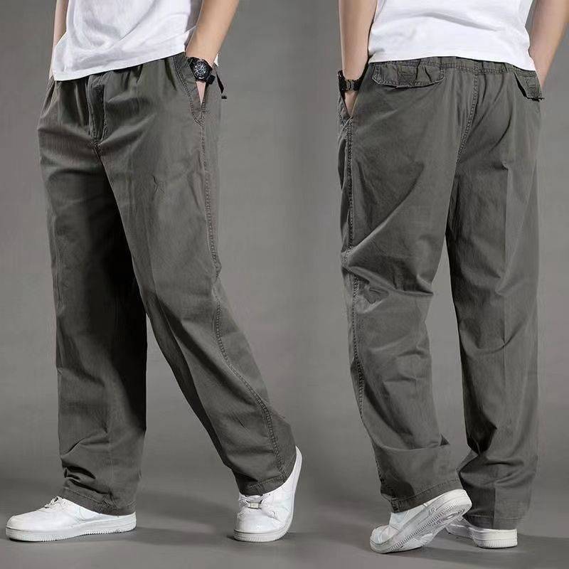 Pantalones Casuales Rectos Finos de Sección para Hombre de Primavera y Otoño Color Sólido Cómodos Sueltos con Cremallera