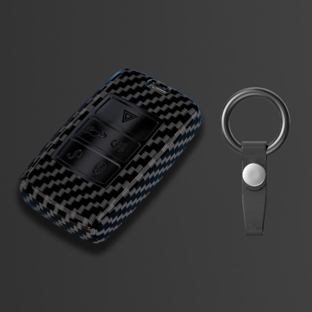 Carbon Fiber Auto Key Fob Cover Case Housing Fit For Land Rover Range Rover Evoque Discovery Sport Velar Fit For Jaguar Xe E-Pace Xf Accessory