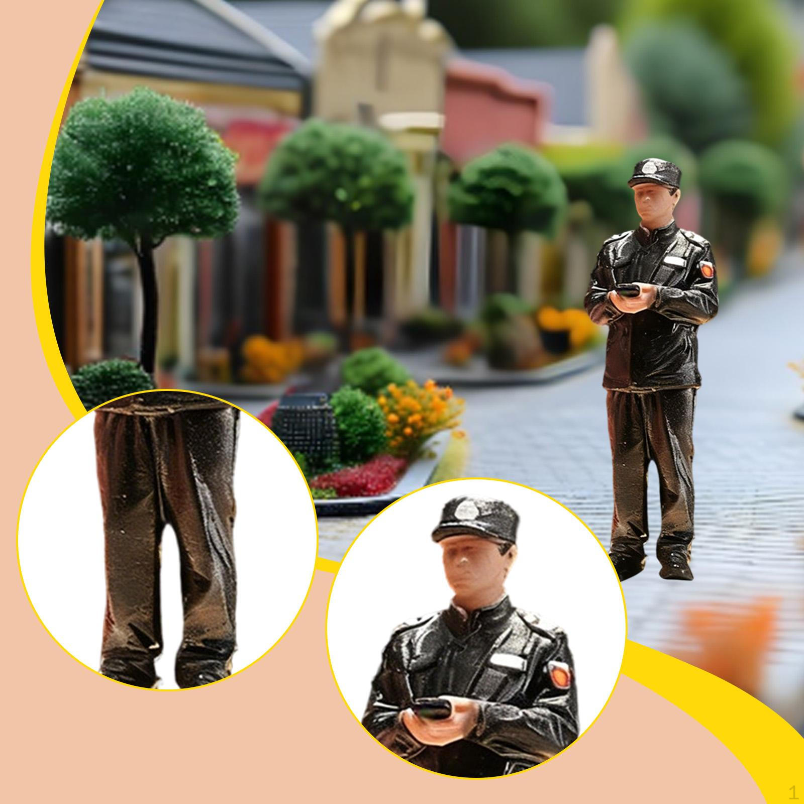 

1/64 Охранник в черной форме Крошечные люди Фотографический реквизит Микро-сцена для сказочного сада