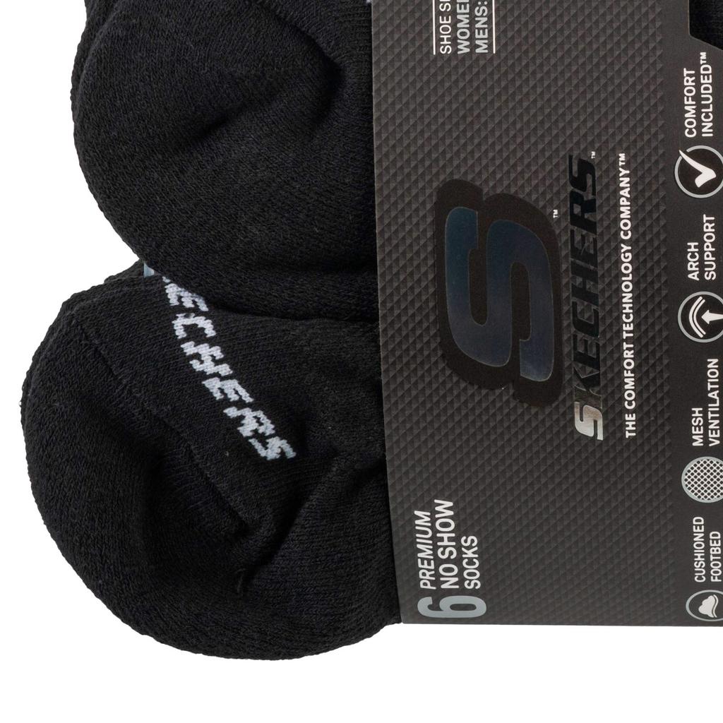 Skechers 6er-Pack Unisex 1/2 Terry Crew, schwarze Unisex-Socken