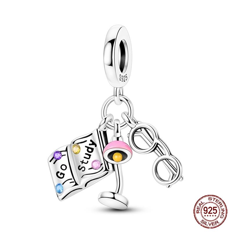 Brand New Model Back to School Perfect Gift Charm Bead Component Bead Components Copper Metal Backpack Sports Watch Study Earphones Pendant Bead