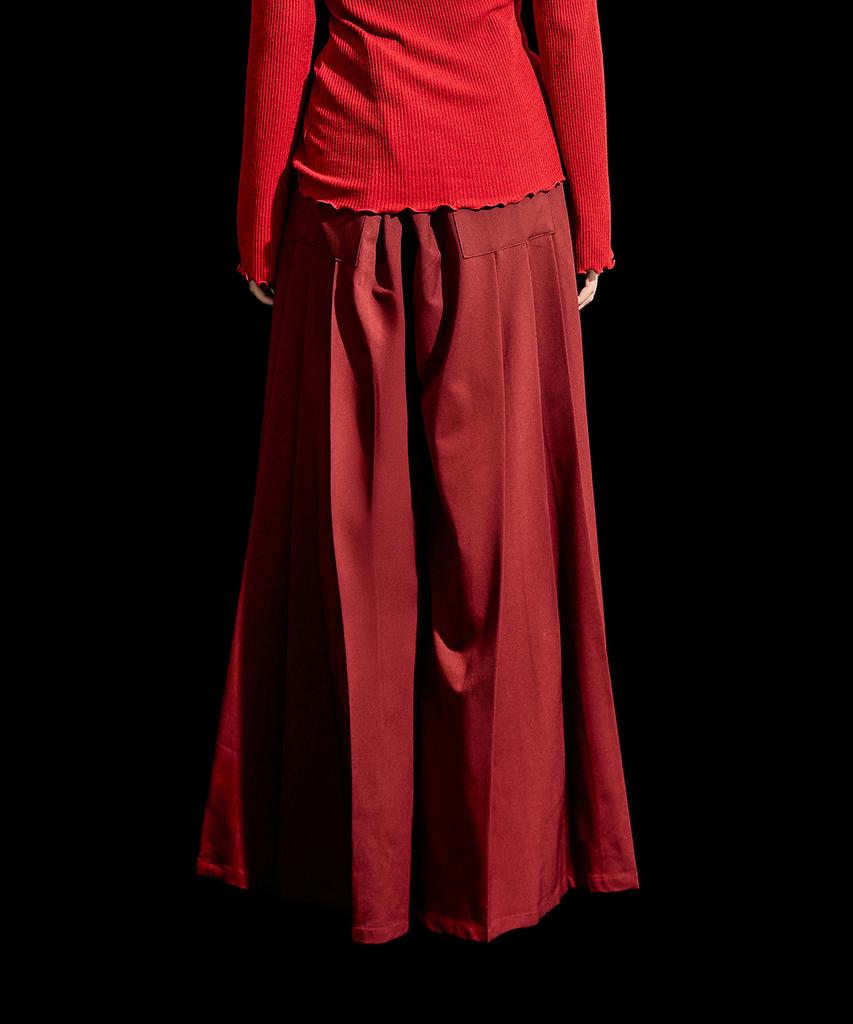 Lekyulli Wide Pleated Pants Burgundy