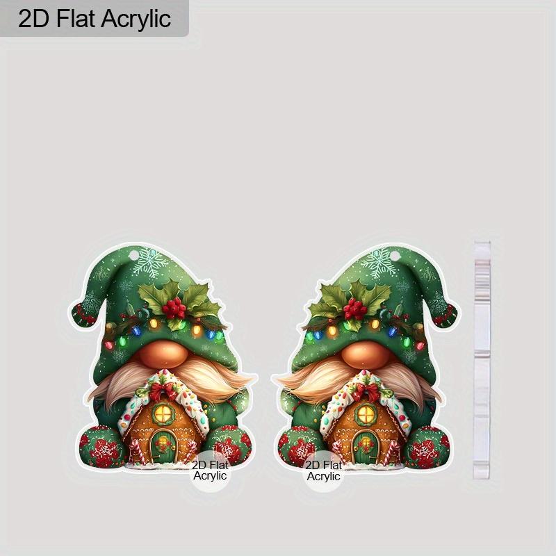 2D Flat Christmas Acrylic Earrings Decoration Green Gnome House Design Pendant Jewelry Ladies Christmas Gift