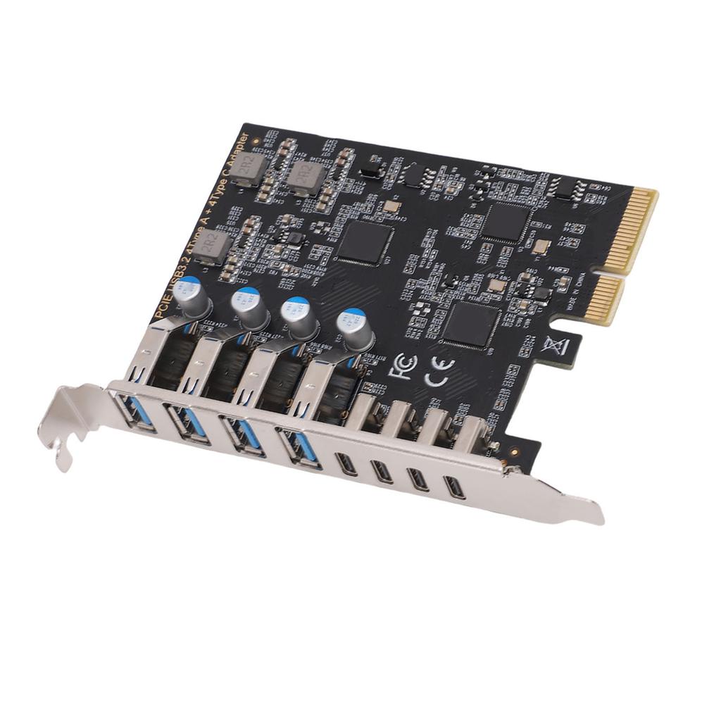 PCIe To USB 3.2 Gen 2 Card 8 Ports 4xType C 4xType A 10Gbps Bandwidth PCIe Expansion Card Support for Windows System