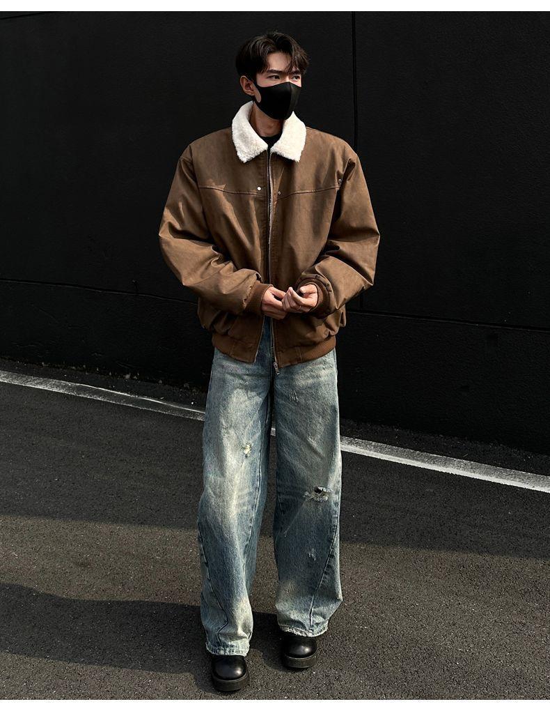 American Style Lambswool PU Leather Coat - Unisex Winter Warmth