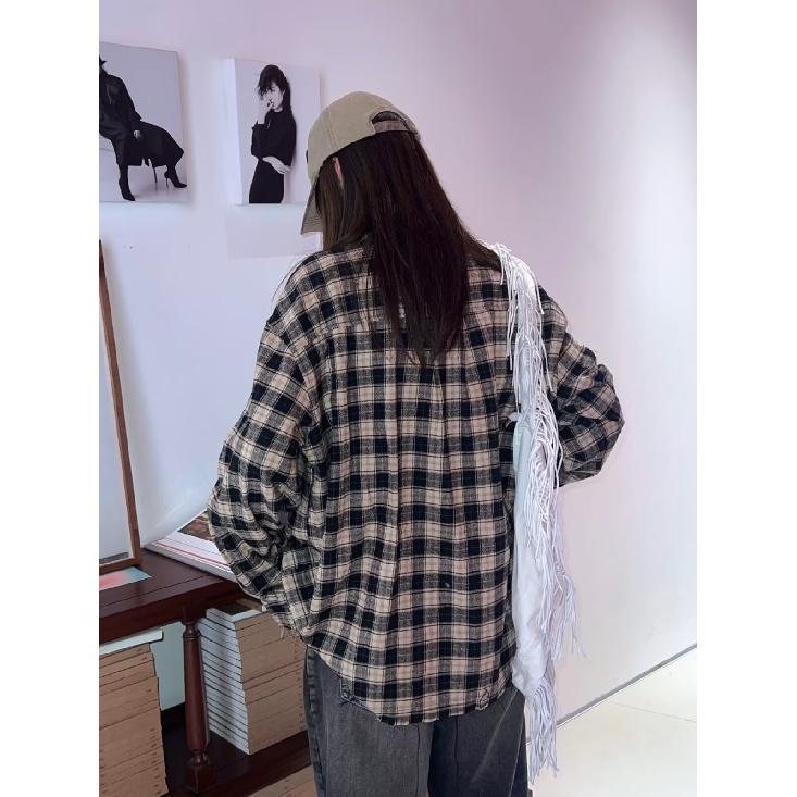 2024 Brief Langarmhemd Japanischer Hong Kong Stil Ins Loses Hemd Jungen Sommer Trendy Vielseitig Casual Mantel