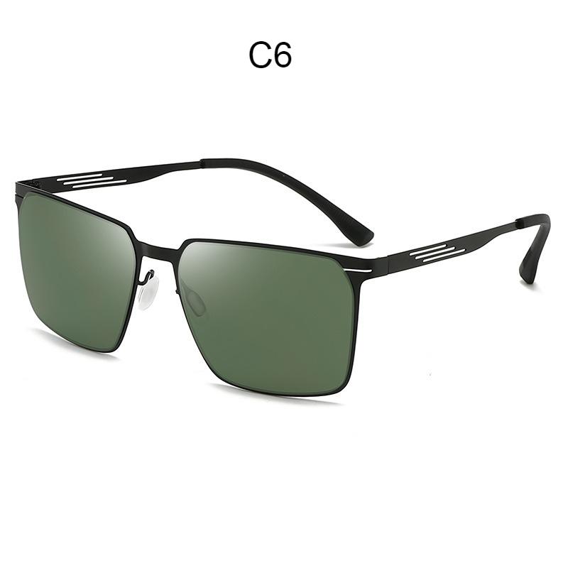 Men's sunglasses, fashionable metal square sunglasses for fishing while driving