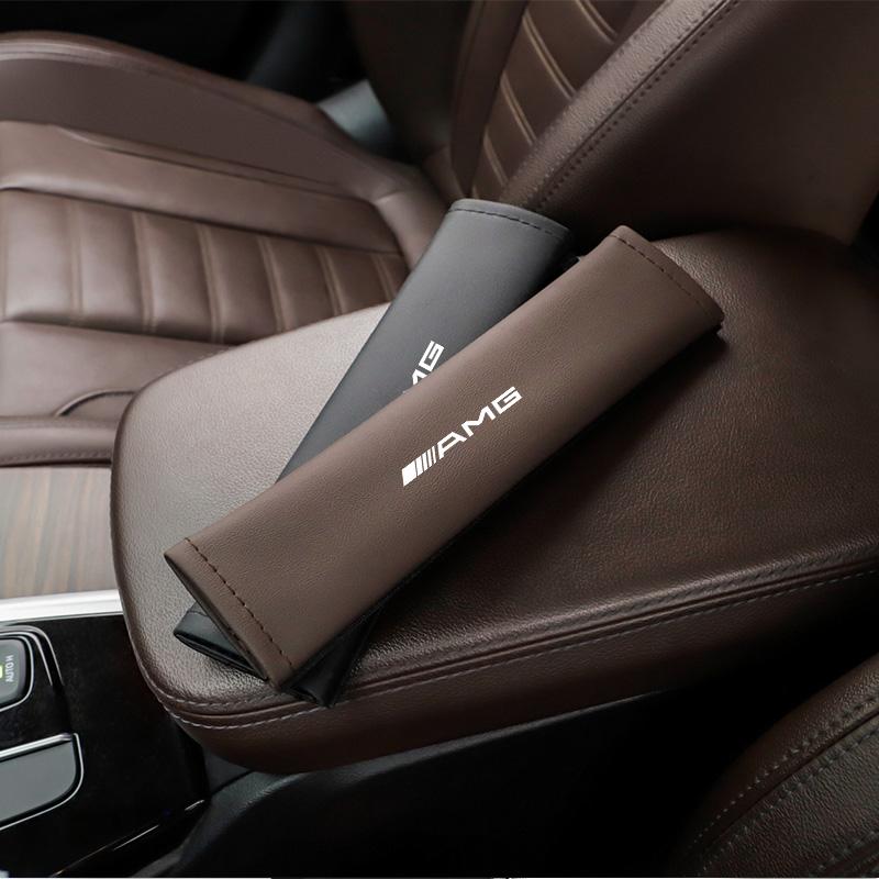 NRZV5 2Pcs Car Seat Belt Cover Shoulder Pad Interior Accessories For Mercedes Benz AMG W203 W205 W206 W211 W220 W212 W201 W210 Brabus