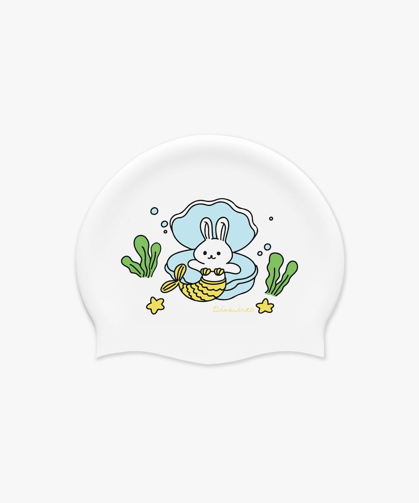 Daibeuintu Shell Rabbit Mermaid Swim Cap