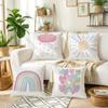 PC Vintage Rainbow Sun Heart Pillow Cover Colorful Weather Theme for Home Decor Pillow Insert Not Included