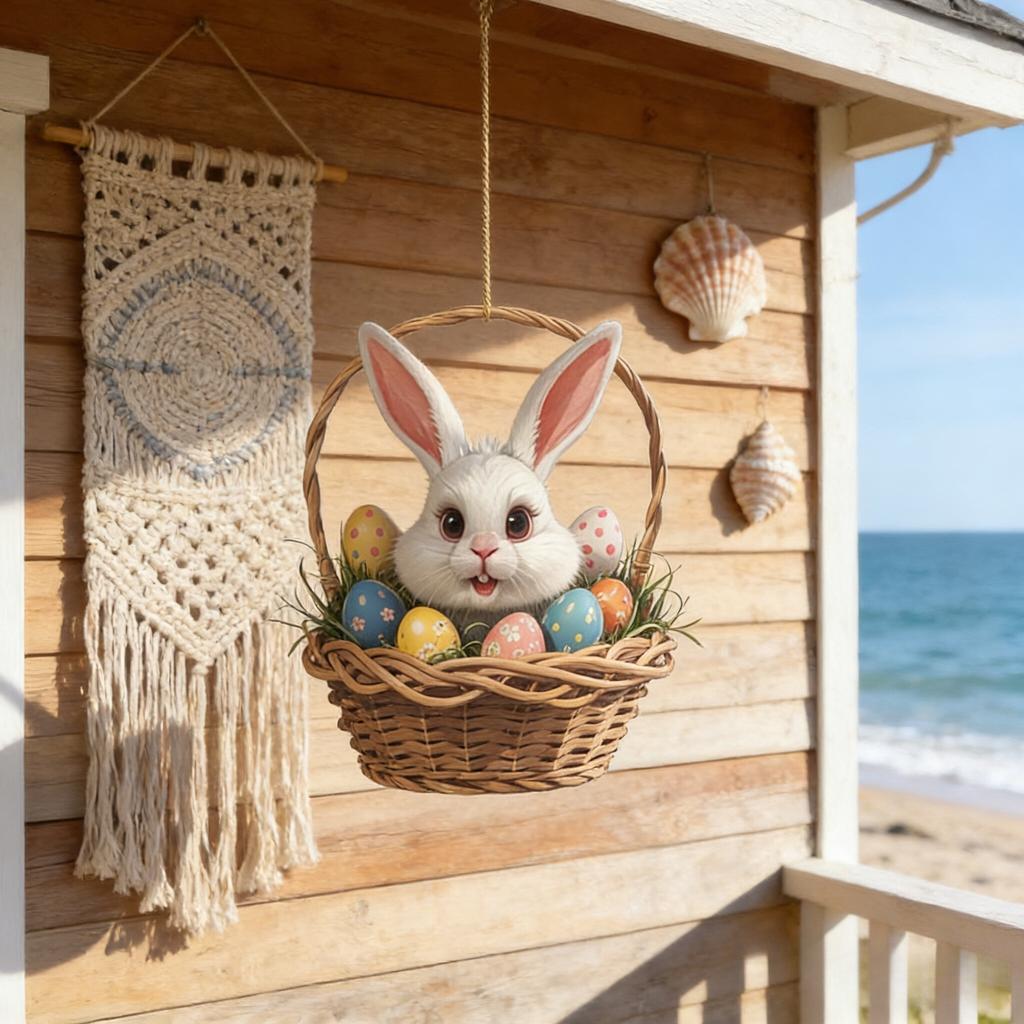 1/2pcs Easter Bunny Acrylic Flat Decorative Pendant, Keychain Pendant,Car Interior Decoration Pendant,Holiday Hanging Decoration