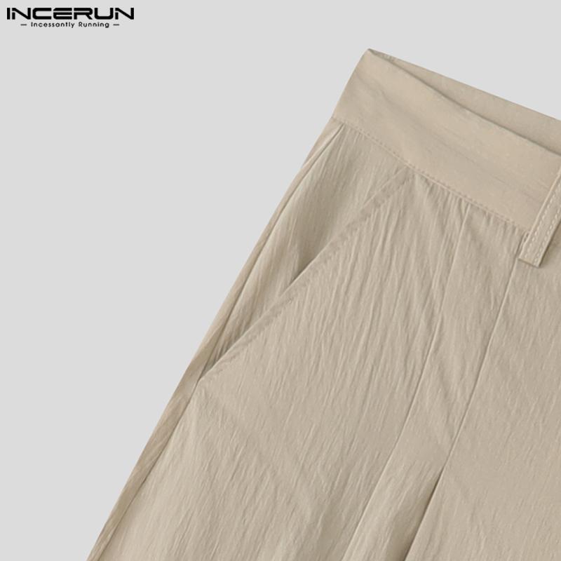 INCERUN Men Zip-up Waist Drape Style Casual Loose Flimsy Wide Legs Pants Long Trousers