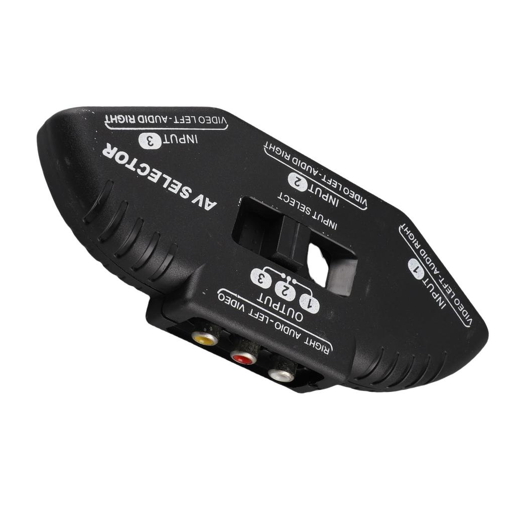 ABS Selector 3 Out Video Black Selector with AV Cable Splitter, Black, In/1 Splitter,