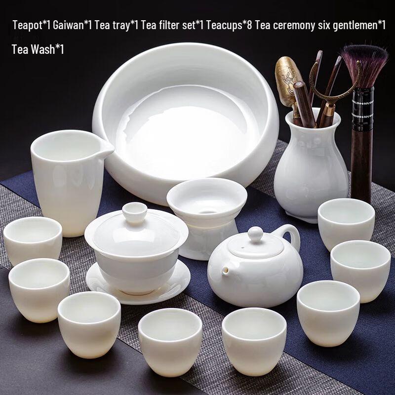 Mutton Fat Jade White Porcelain Kung Fu Tea Set