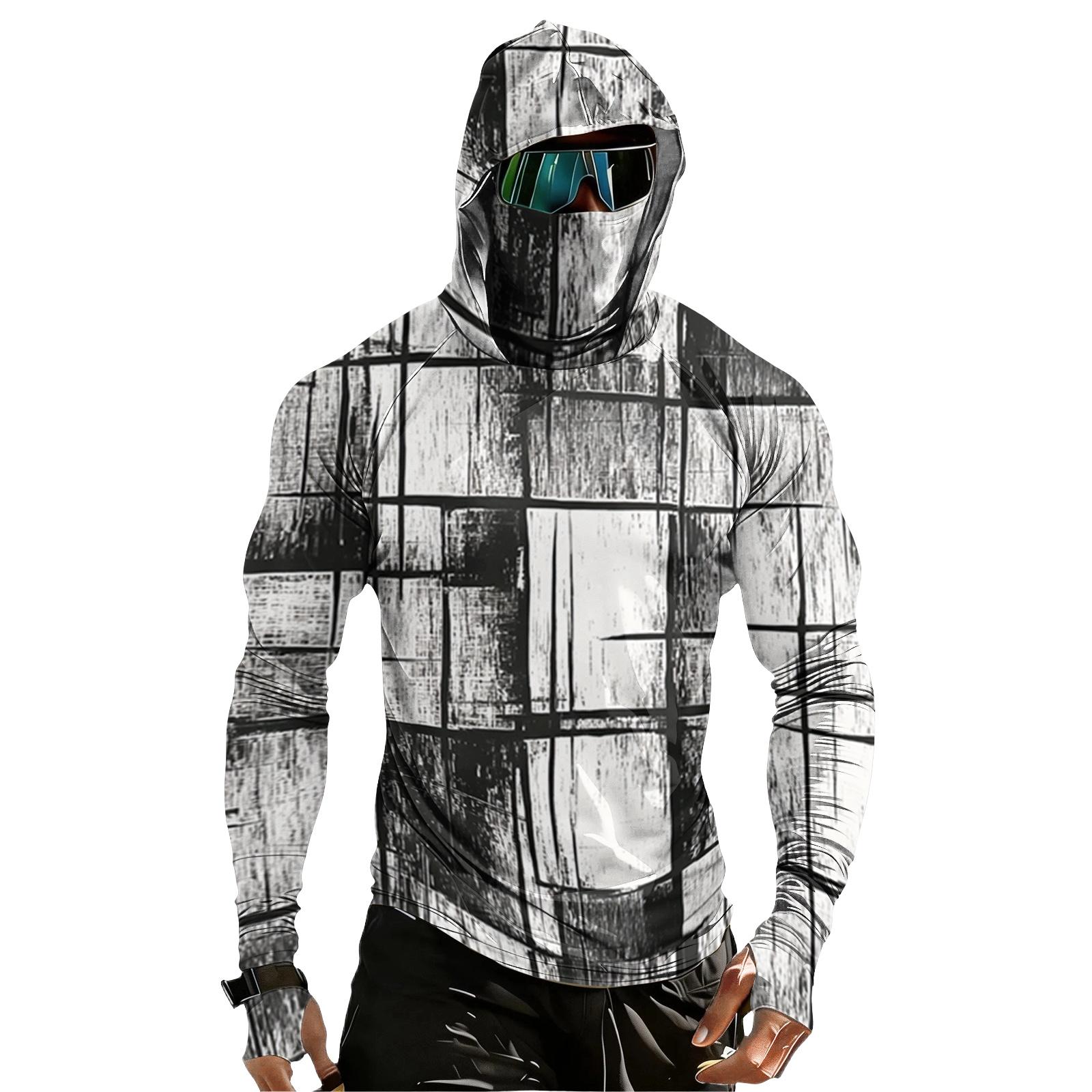 

Men s Casual Raglan Hoodie Long Sleeve Sun Protection Shirt UPF 100+ Lightweight Breathable Quick Dry Outdoor Top with Textured Print XXXXXL