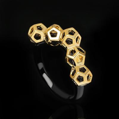 New Japanese and Korean Summer Hollow Geometric Diamond Ring Cold Style Simple Honeycomb Index Finger Ring