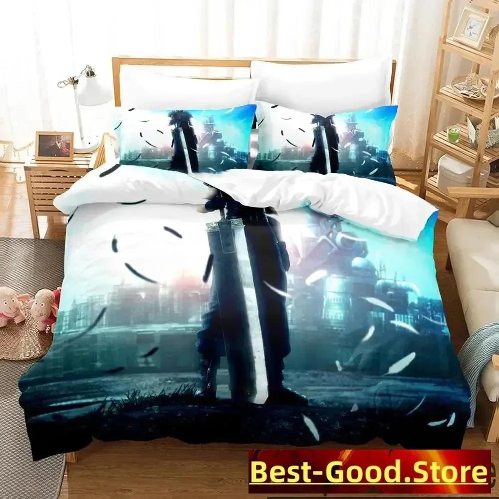 3D-Druck Spiel Crisis Core Final Fantasy VII Bettwäsche-Set Bettbezug Kissenbezug Bettwäsche-Set Leinenlaken Deckenbezug Queen King Size