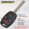 Keyless Entry Remote Control Uncut Car Ignition Key Fob Compatible with Honda Accord 2003-2007, Replacement for OUCG8D-380H-A, 4 Button