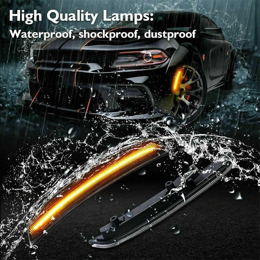 4 Stück LED Seitenmarkierungsleuchten Vorne Hinten Für 2015-2023 Dodge Charger Getönte Linse