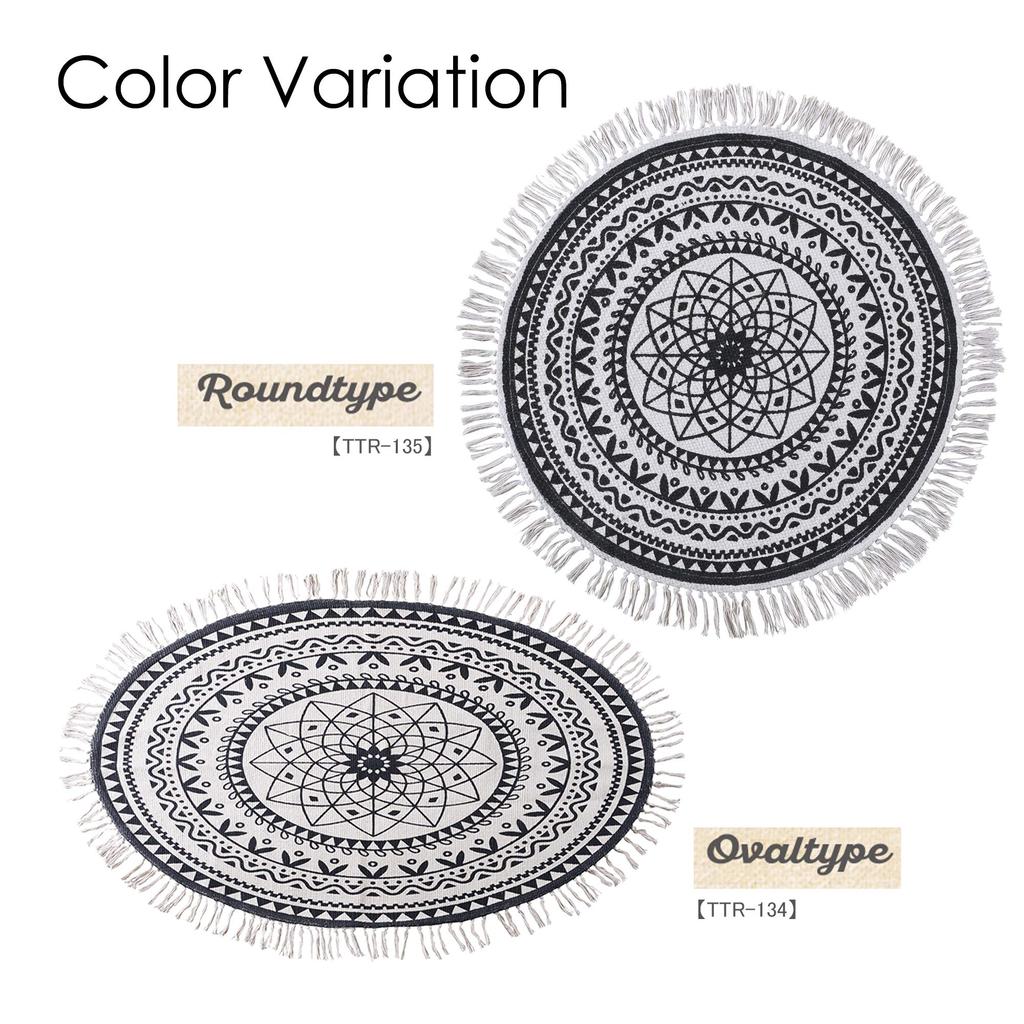 Azumaya-kk Rug, Black, Width 130cm X Depth 130cm, TTR-135