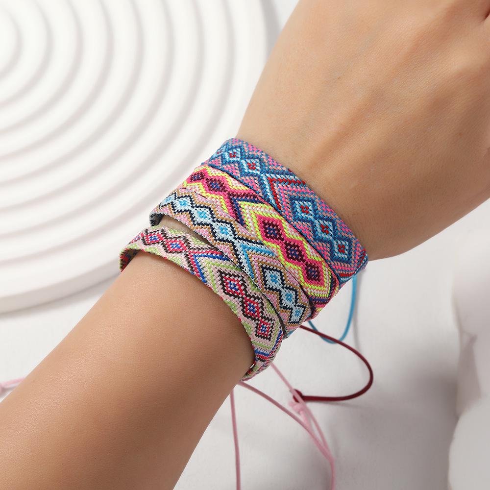 European & American Bestseller: Nepali Handmade Colorful Plaid Lucky Bracelet. Bohemian Style Friendship Bracelet.