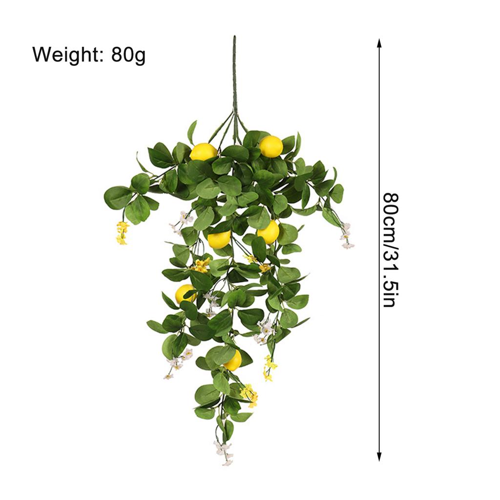Lemon Teardrop Swag Plastic Hanging Artificial Lemon Wreath Fruit Swag for Front Door Summer Farmhouse Stairway