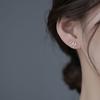 925 Sterling Silver French Simple Pavé Crystal Olive Branch Leaf Stud Earrings Women Light Luxury Temperament Wedding Jewelry