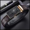 [White Fang] Belt, Automatic Buckle, Genuine Leather, Crocodile, Business, Simple, Alloy, Formal, Men's BTA500 (Black)