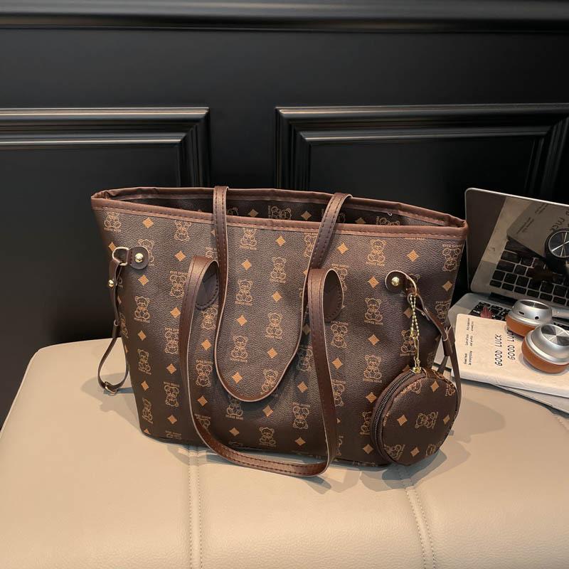 

Сумка-тоут под мышкой с принтом медведя, новая, большой вместимости, портативная, для поездок на работу, дорожная, через плечо, высокой текстуры