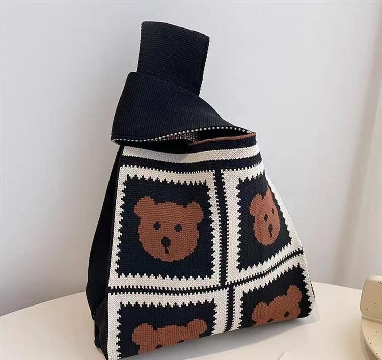 Panda Knit Women's Cross-Border Wrist Tote Handbag