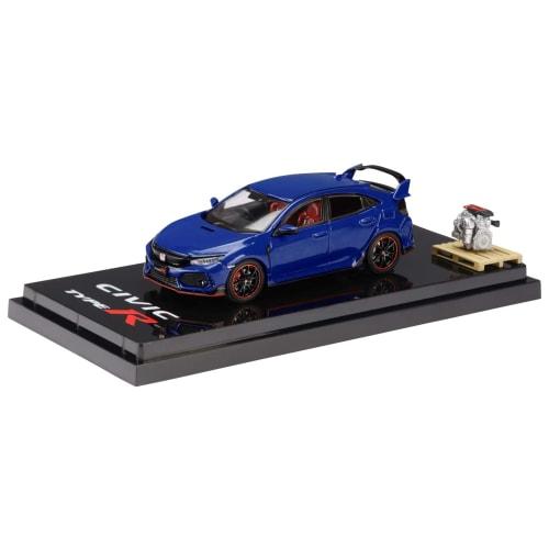 

HobbyJAPAN 1/64 Scale Honda Civic Type R (FK8) 2017 with Engine Display Model, Brilliant Sporty Blue Metallic