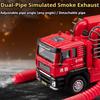 1:50 Scale Smoke Exhaust Fire Truck Model Toys Metal Diecast Spray Water Pull Back Sound Light Rubber Tires Boys Educational Toy