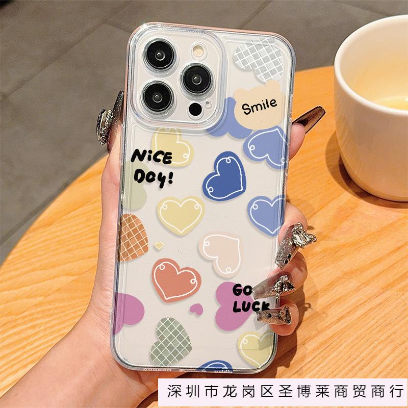 Simple and transparent love for iPhoneXSMAX Apple 11/12/13/14/15/16 ProMax mobile phone case