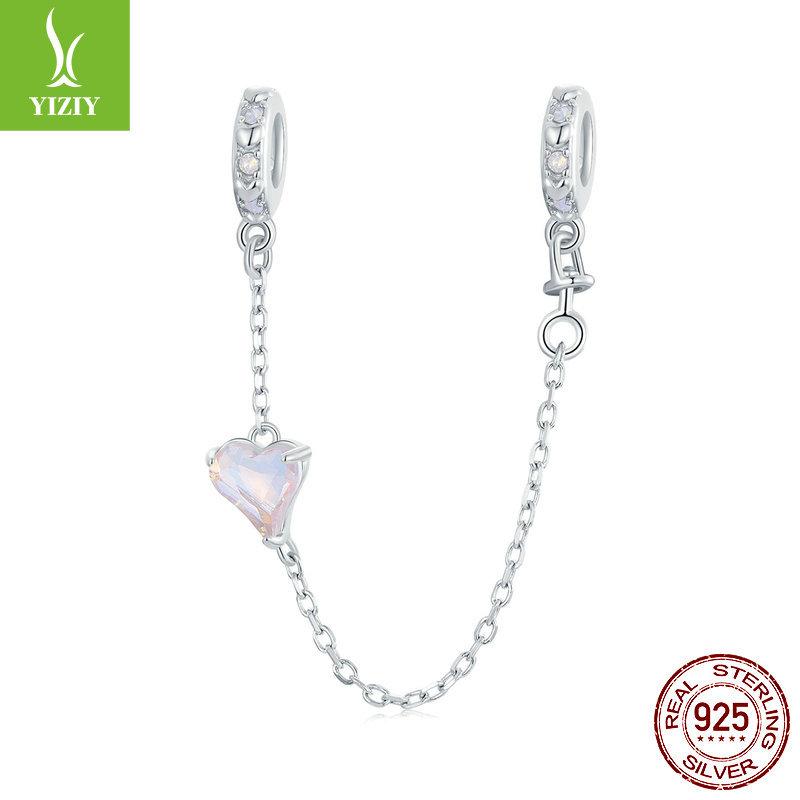 Valentine'S Day Series Pink Love Diy Safety Chain Accessories, Romantic Confession S925 Silver Bracelet Beaded