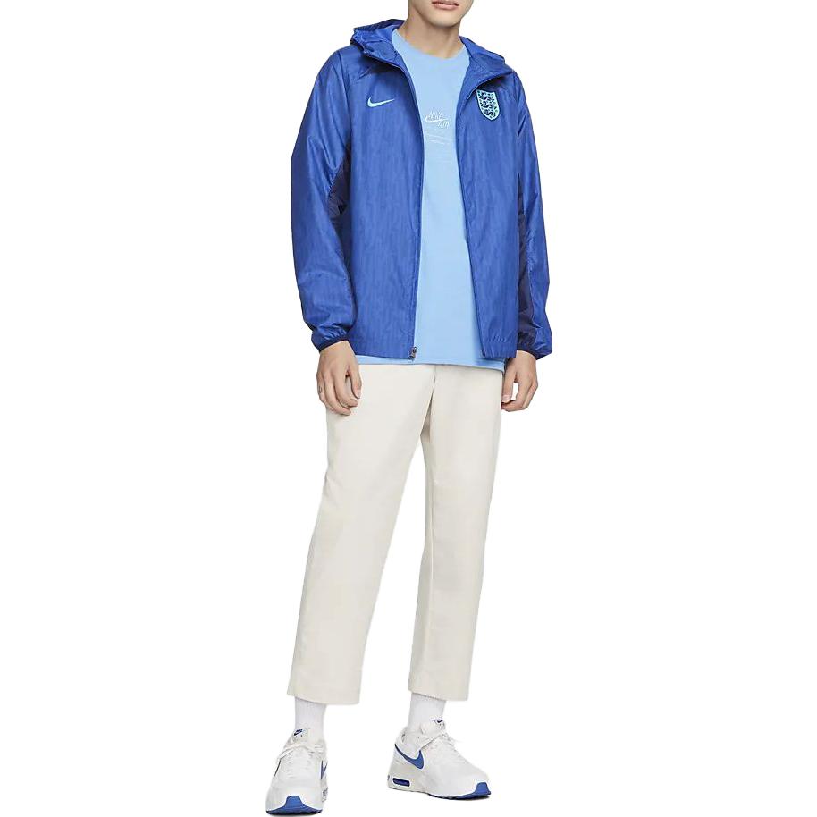 Nike Color Block Slim Fit Logo Print Hooded Jacket Men jackets Blue DN1077-480