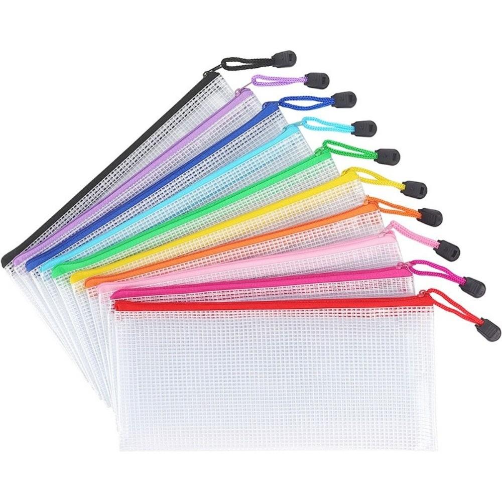 Wasserdichte Federtasche PVC-Aktenmappe Mehrzweck-Netz-Reißverschlusstasche Schüler