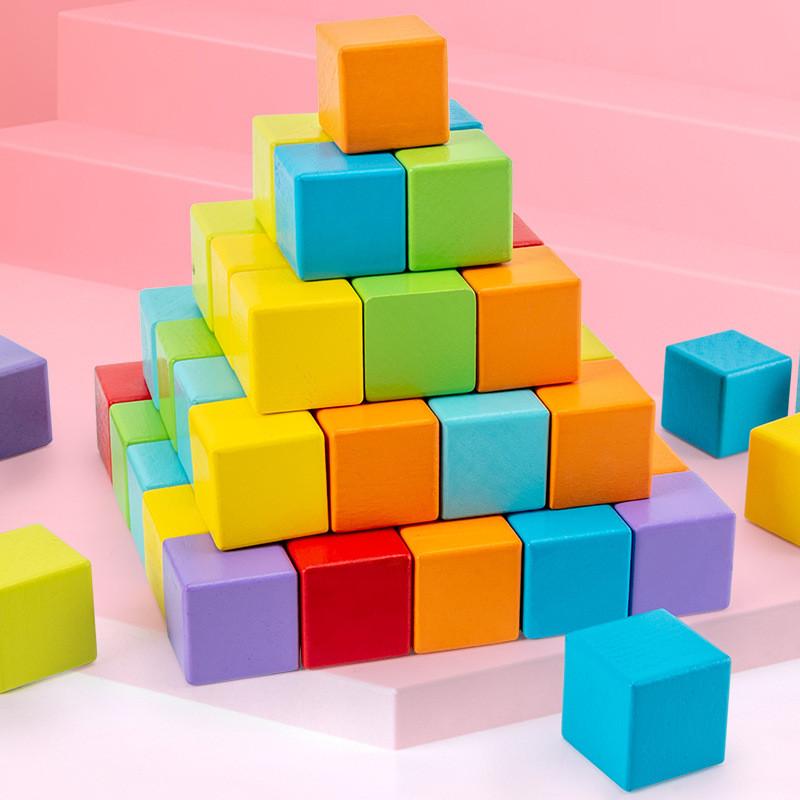 Wooden Cube Blocks Puzzle Educational Math Toy For Kids Learning And Brain Development