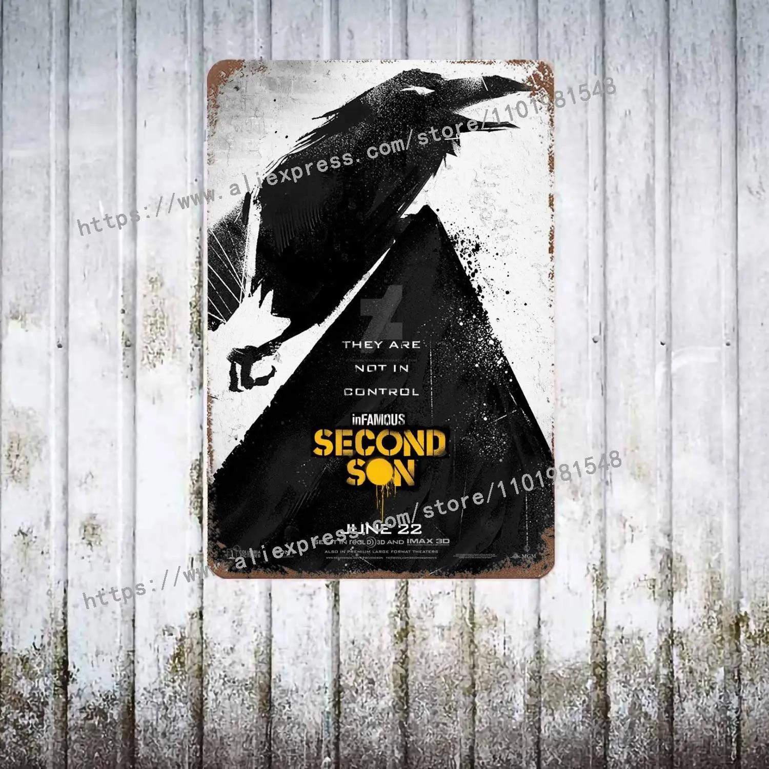 

InFamous Second Son metal Decor Poster Vintage Tin Sign Metal Sign Decorative Plaque for Pub Bar Man Cave Club Wall Decoration 20x30cm（7.8x11.8inch）