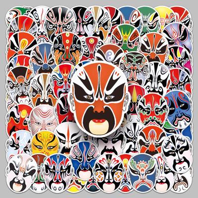 60 Peking Opera Face Mask Stickers: Chinese Opera Style, Waterproof, Perfect for Graffiti, Journals, Phone Cases, and Tablets.