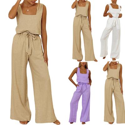 Ladies' Casual  Color Vest Sleeveless Pants Loose Suit