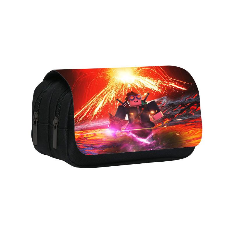 Roblox Cartoon Pen Pouch With Double Layer Design And Nylon Material For Kids