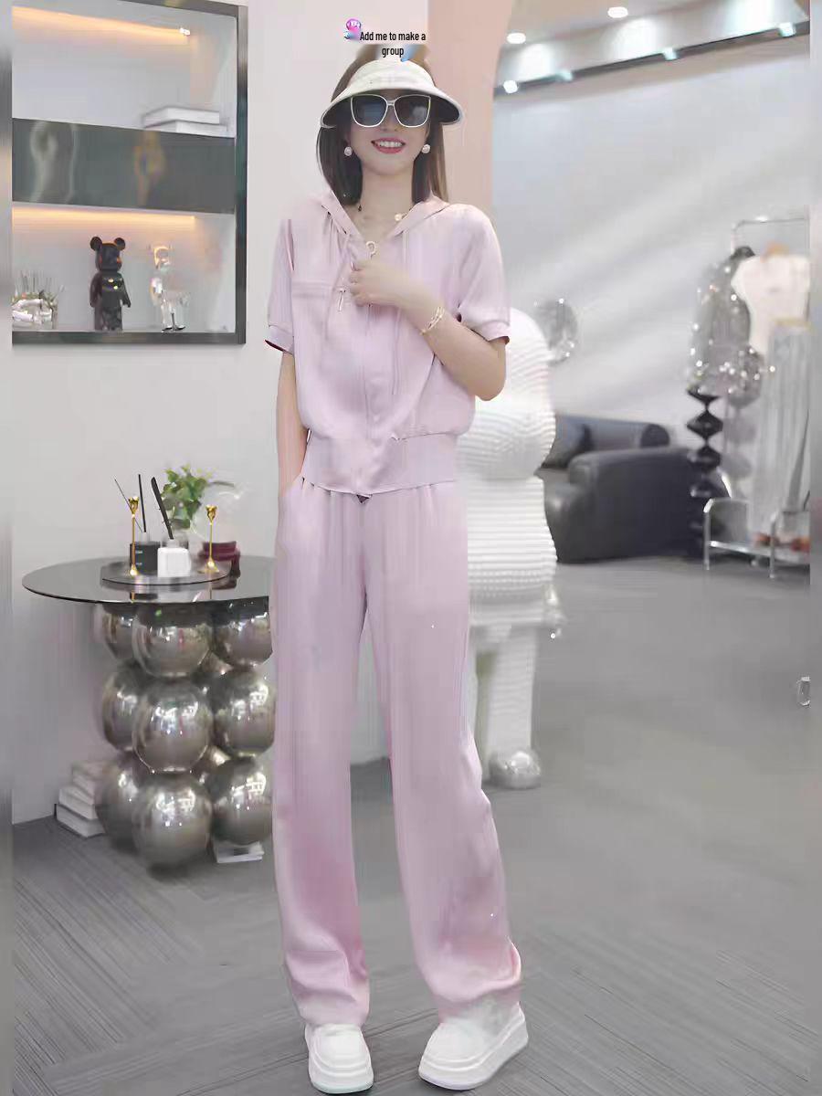 

2025 Женский Модный Повседневный Летний Комплект Спортивной Одежды для Похудения - Молодящий и Модный 4XL (for 80-85 kg) розовый