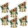 Mehrzweckpackung mit 6 Weihnachtsglocken-Ornamenten. Robuste Dekoration aus Metall und Holz für festliche Wohnaccessoires