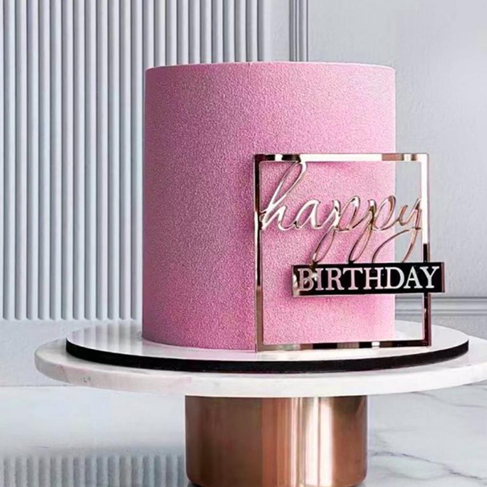 3pcs/1PC Happy Birthday Square Acrylic Cake Topper Gold Silver Rose Gold Birthday Party Cake Decoration Accessories