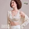 Front Closure Full Coverage Plus Size Bra, Wireless Push Up Lifting Side Gathering Seamless Back Smoothing Women Bra