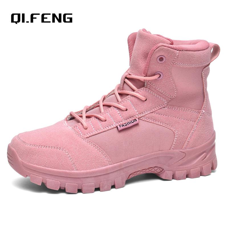 Couple High Top Boots Outdoor Training Boots Men's Women's Hiking Mountaineering Shoes Autumn Anti Slip Wear-Resistant Shoes