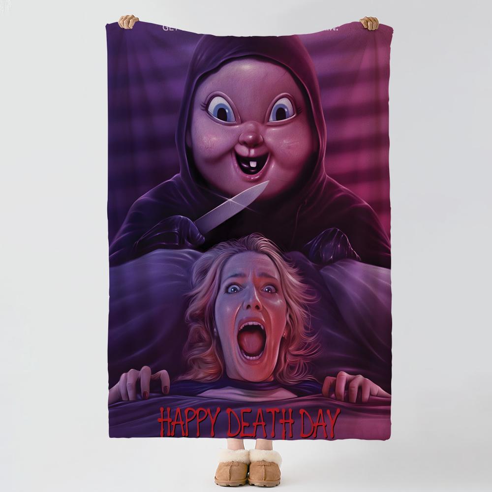 Movie Happy Death Day Throw Soft Warm Flannel Blanket, Multi-use Throw for Bed Sofa Office, Air Conditioning Nap Blanket 75x90cm