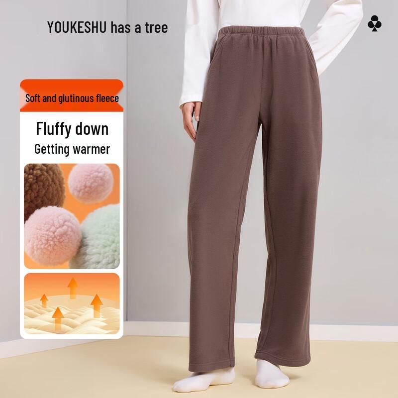 YOUKESHU Couples Fleece Warm Loungewear Pants L