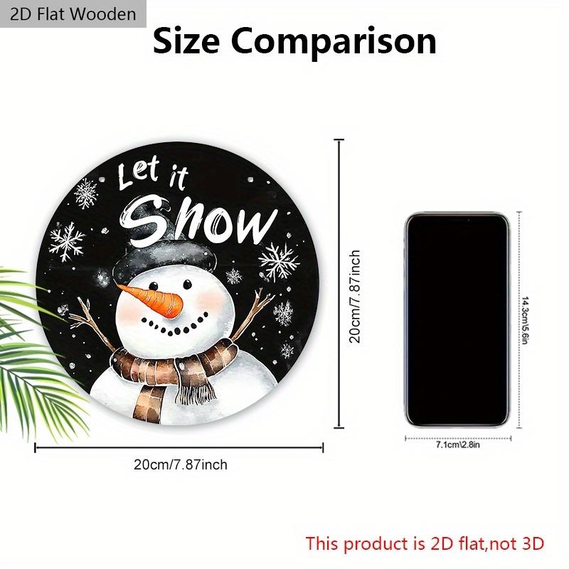 Weihnachts-Holzschild mit entzückendem Schneemannmuster - Rundes Schild "Let It Snow" für Haustür, Wandbehang-Dekor - Idealer Weihnachtsschmuck